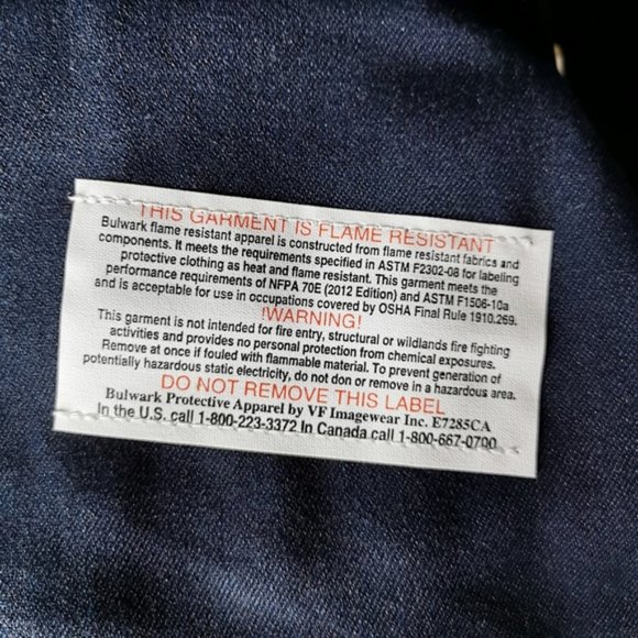 Bulwark Flame Resistant Shirt Arc Rating ATPV 11 cal/cm2 Navy M - Picture 5 of 5